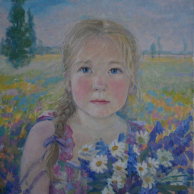 портрет девочки в поле