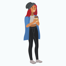 Девушка в шапочке с кофе