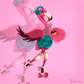 Фламинго на роликах