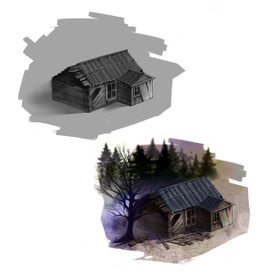 Концепт-арт деревенских домов