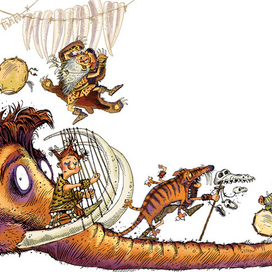 Иллюстрация к книге А. Усачёва «Первобытная история», издательство «Азбука», 2015 г.