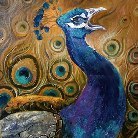 Pavo Linnaeus  (холст- масло, акрил, интеллектуальные краски Pebeo, 3D паста Medium. 50Х70 2016)