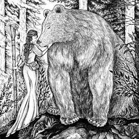 Дева-друид и медведь