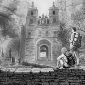 У древнего храма.