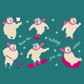 Белый медведь и зимний спорт