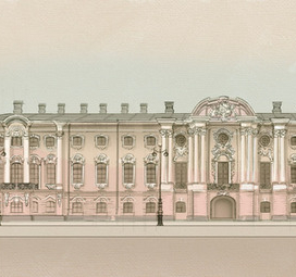 Строгановский дворец. Акварель