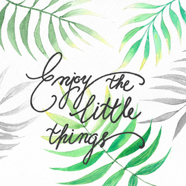 Леттеринг с тропическими листьями 