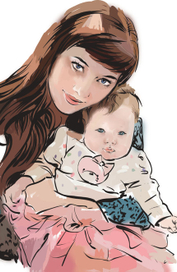 портрет девушки и ребенка