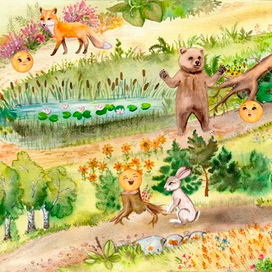 Колобок. Иллюстрация к видеосказке Татьяны Неделькиной