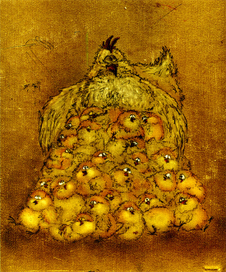 курица с цыплятами