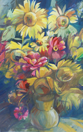 Цветы. Смешаная техника.