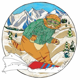 Принт на толстовку "Кот на доске"