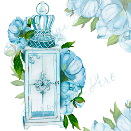 Акварельная лампа с пионами