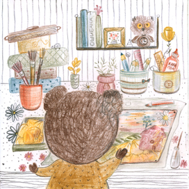 Медвежонок,увлеченный ошибаной.