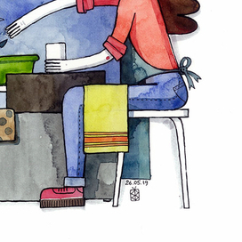 Девушка за работой