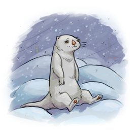 Выдра в сугробе.