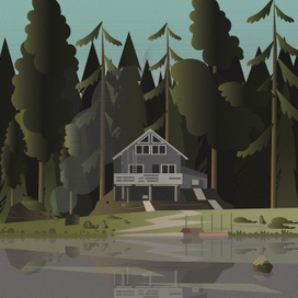 Летний домик посреди озера