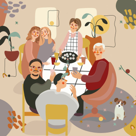 Семейная иллюстрация для календаря