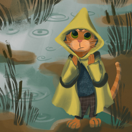 Кот под дождем