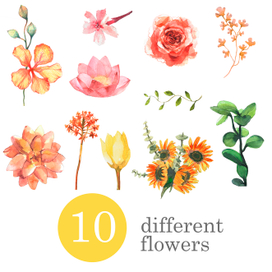 Цветы. Акварельный сет.