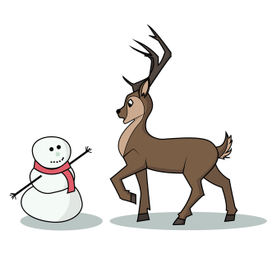 Deer and snowman