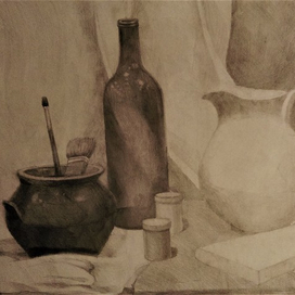 НАТЮРМОРТ С КИСТЯМИ И КРАСКАМИ