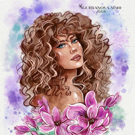 Нежный портрет с цветами