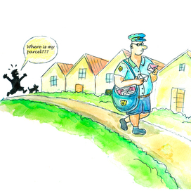 Почтальон раздает почту