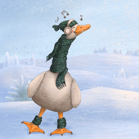 Гусь, который слушает музыку