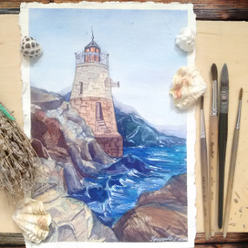 The Lighthouse Watercolor 
