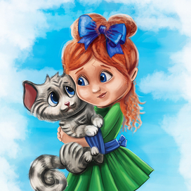 девочка с кошкой