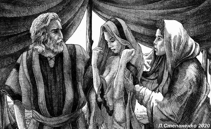 Сара отдаёт Агарь Авраму