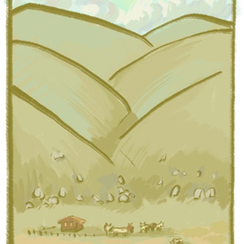 скетчевая иллюстрация. кавказские горы