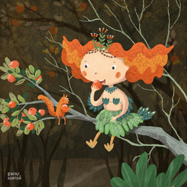 Алконост на яблоньке.