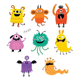 Монстры векторные персонажи