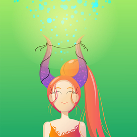 Девушка с рогами