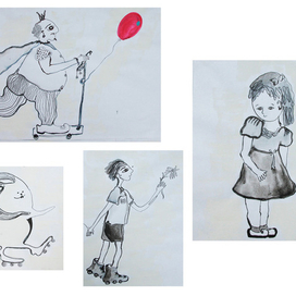 персонажи к стихотворению ю.мориц  "на бал к Марусе"