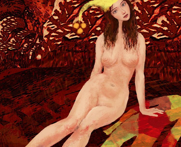 Обнаженная с костюмом шута