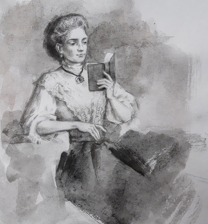 Гризайль дама с книгой