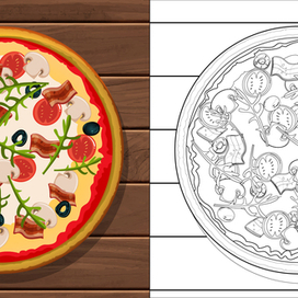 Раскраска "Аппетитная пицца"