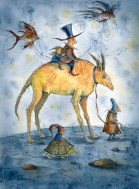 "Воскресный папа" тушь,перо,акварель 2015 