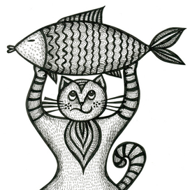 Кот с рыбой