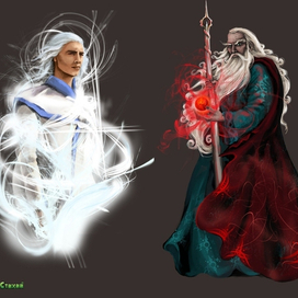 Персонажи для игры - повелитель воздуха и старец.