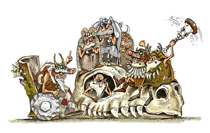 Иллюстрация к книге А. Усачёва «Первобытная история», издательство «Азбука», 2015 г.