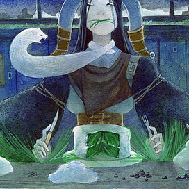 Меховой воротничок-хорёк и травоедка