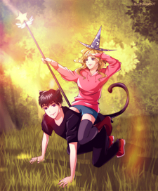 Работа на заказ. Волшебница и ее кот))