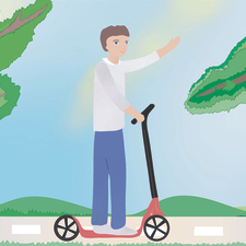 На самокате