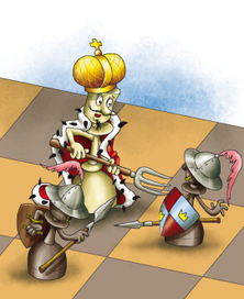 "тигрёнок в шахматном королевстве" иллюстрация (вилка)