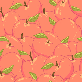Бесшовный паттерн с персиками