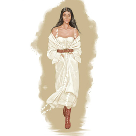 Фэшн иллюминация. Девушка в белом. 